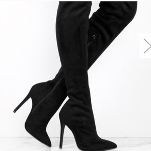 Black thigh high boots